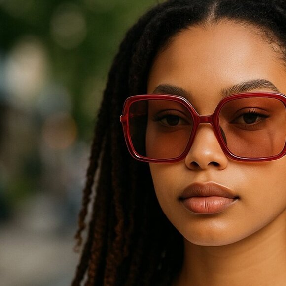 GUCCI Oversized Square Mauve Burgundy Large Designer Sunglasses - Picture 2 of 15